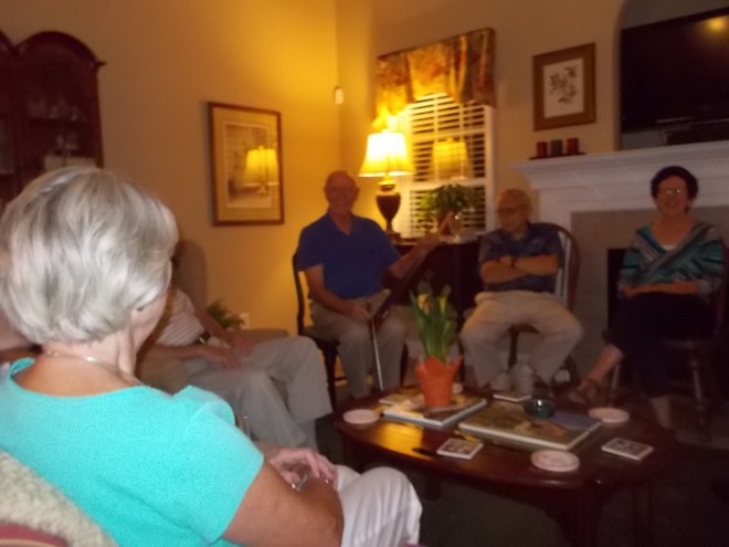 My brother holds his musical saw