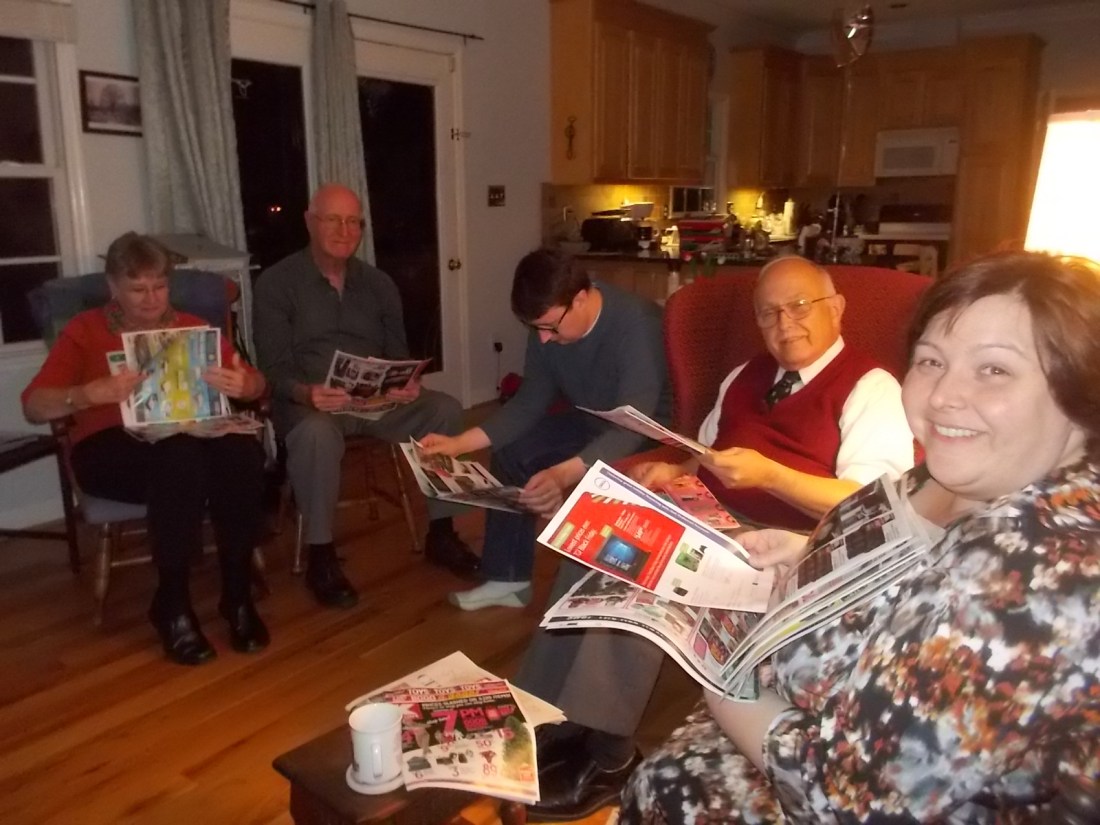 112615 Beth Bob Chris JC L Black Friday fliers.JPG