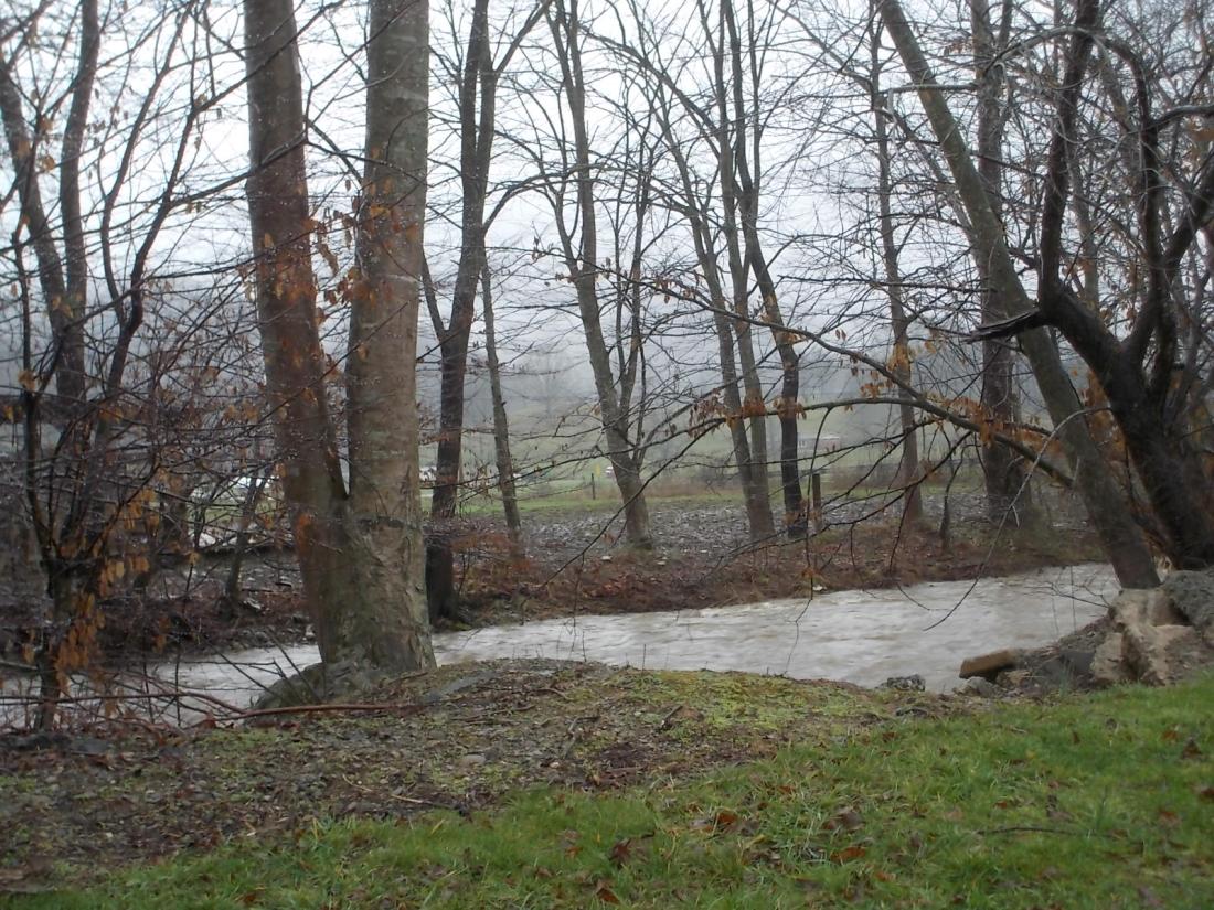 122415 J Creek swollen by warm rain.JPG
