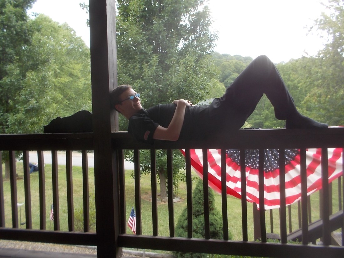 070616 Bear and David on the rail