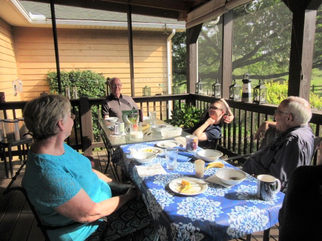 080817 Breakfast on the porch Beth Bob David John.JPG